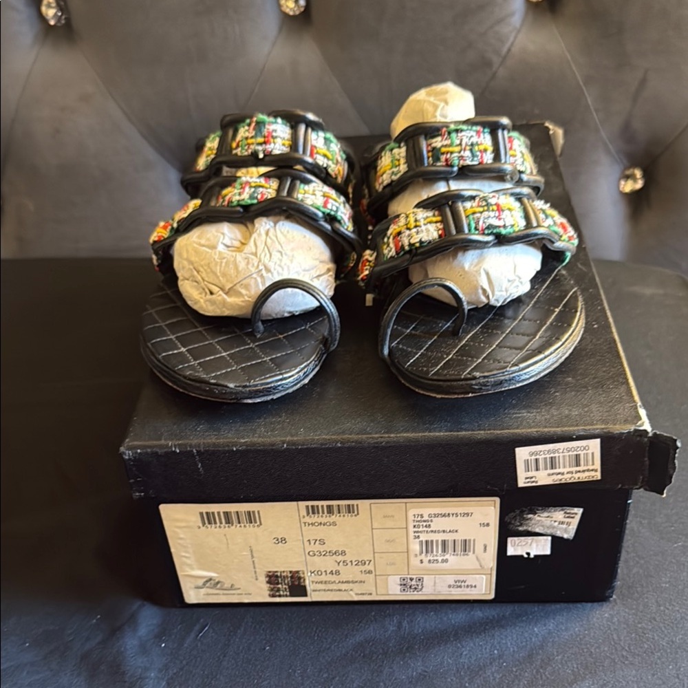 CHANEL Black Sandals with Adjustable Straps